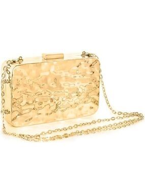 Metallic Evening Clutch Purse With Chain Wedding Party Formal Crossbody Bag Wome